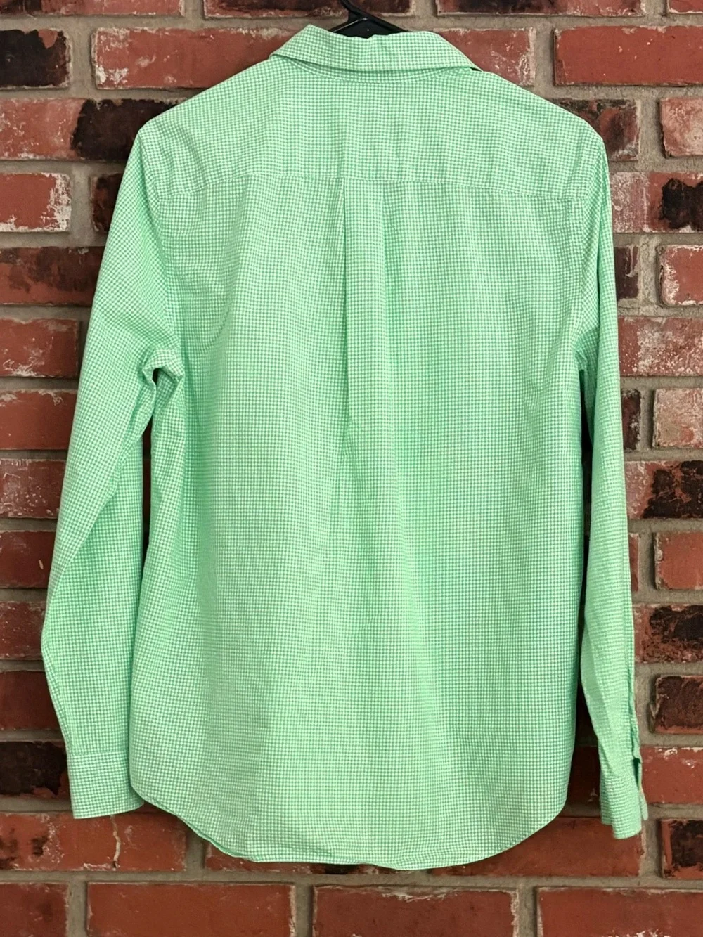 Ralph Lauren Youth Green Gingham Button Down Pink Pony Logo Dress Shirt Sz XL